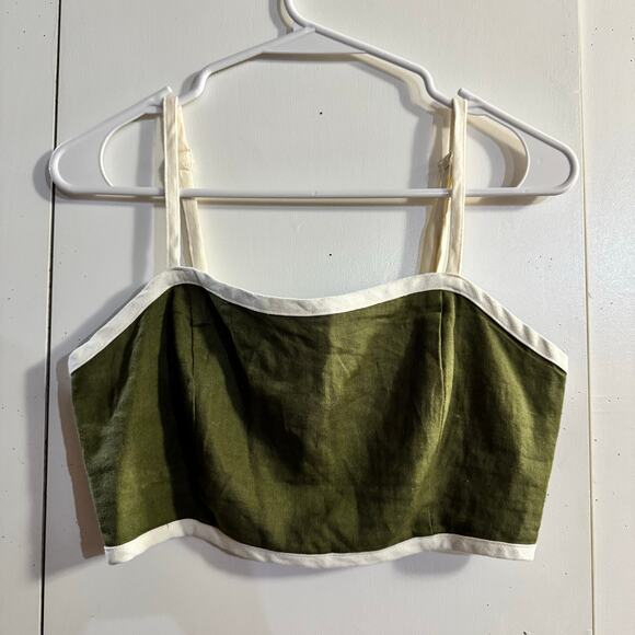 HOUSE OF HARLOW 1960 Linen Blend GREEN TWO PIECE Skirt SET Size Small - Picture 4 of 9